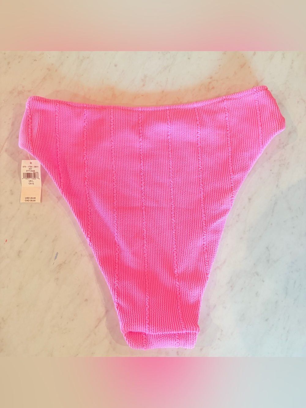 aerie NWT Hot Pink Ribbed High-Rise Bikini Bottom - Picture 6 of 6